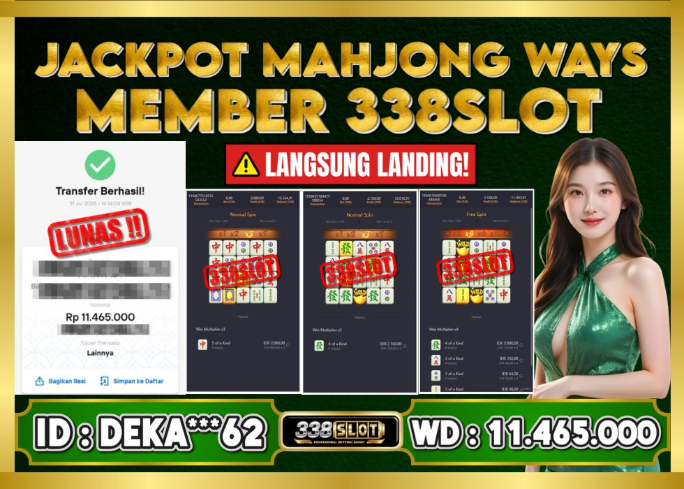 338SLOT JACKPOT GAME JUDI PGSOFT TERBESAR #1! Rp 11.465.000 - LUNAS!!!