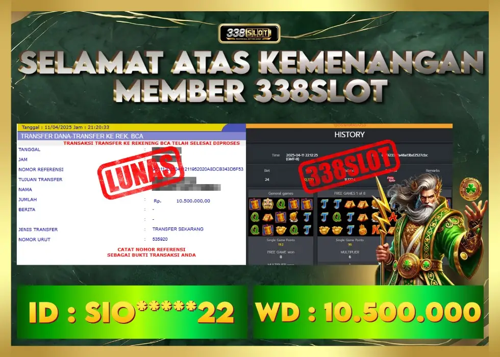 338SLOT JACKPOT GAME JUDI ONLINE FREE JACKPOT! Rp 10.500.000 - LUNAS!!!