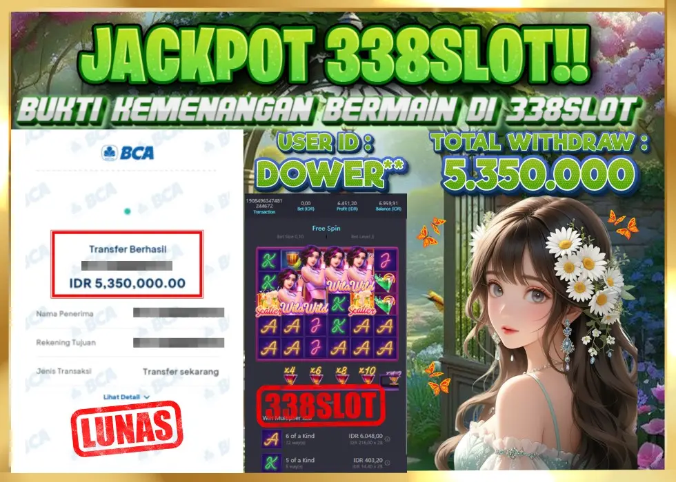 338SLOT JACKPOT GAME JUDI ONLINE TERBESAR! Rp 5.350.000 - LUNAS!!!