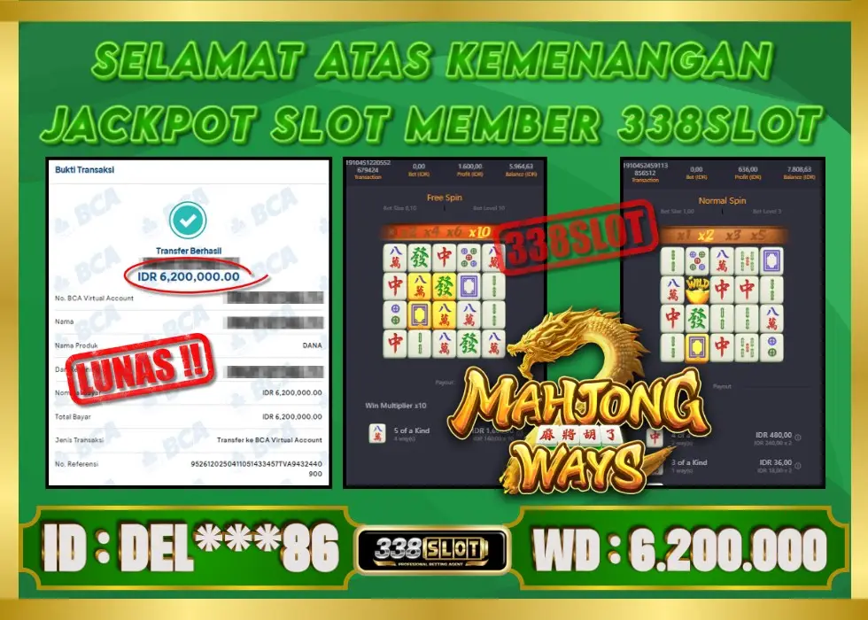 338SLOT JACKPOT GAME JUDI PGSOFT TERBESAR! Rp 6.200.000 - LUNAS!!!