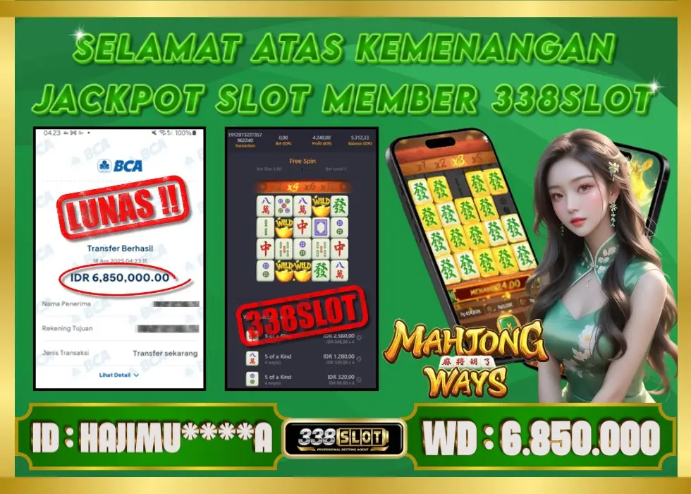 338SLOT JACKPOT GAME JUDI PGSOFT INDONESIA! Rp 6.850.000 - LUNAS!!!