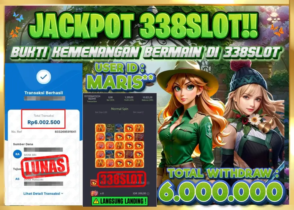 338SLOT JACKPOT GAME SLOT MAX JACKPOT! Rp 6.000.000 - LUNAS!!!