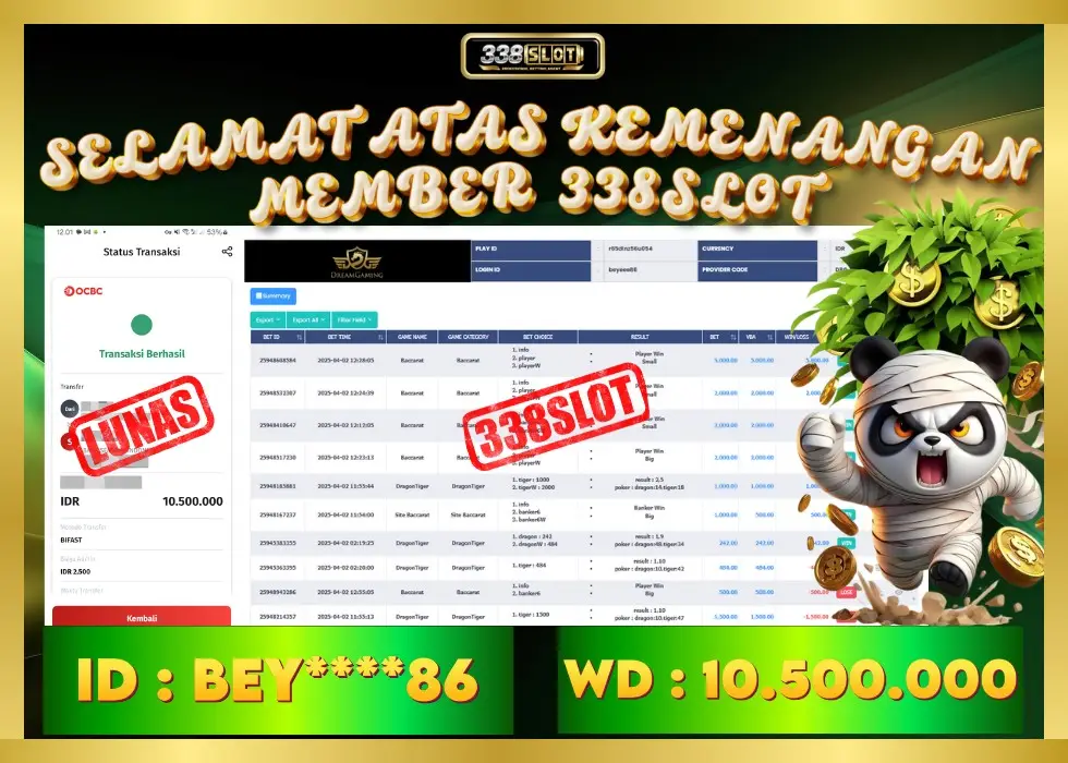 338SLOT JACKPOT GAME JUDI ONLINE ASLI! Rp 10.500.000 - LUNAS!!!