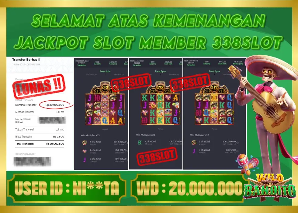338SLOT JACKPOT GAME JUDI TERPERCAYA NO.1! Rp 20.000.000 - LUNAS!!!
