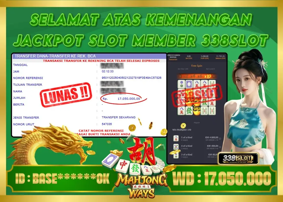 338SLOT JACKPOT GAME JUDI PGSOFT TERBESAR! Rp 17.050.000 - LUNAS!!!