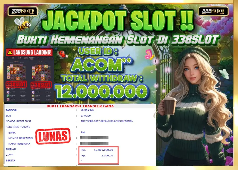 338SLOT JACKPOT GAME JUDI ONLINE WD MAXWIN! Rp 12.000.000 - LUNAS!!!