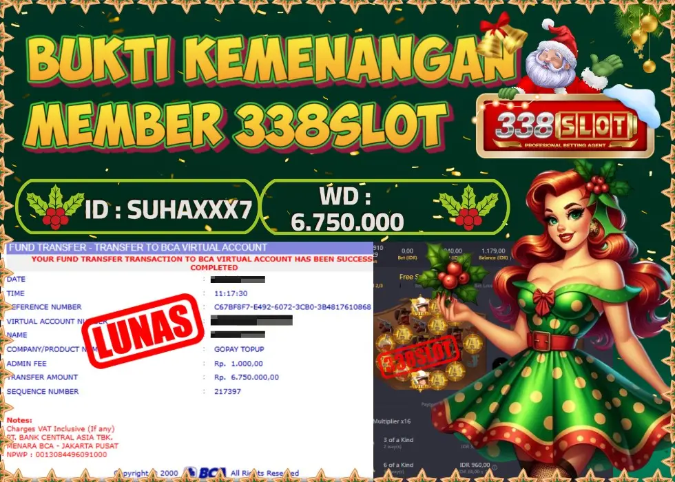 338SLOT JACKPOT GAME SLOT TERBAIK RESMI! Rp 6.750.000 - LUNAS!!!