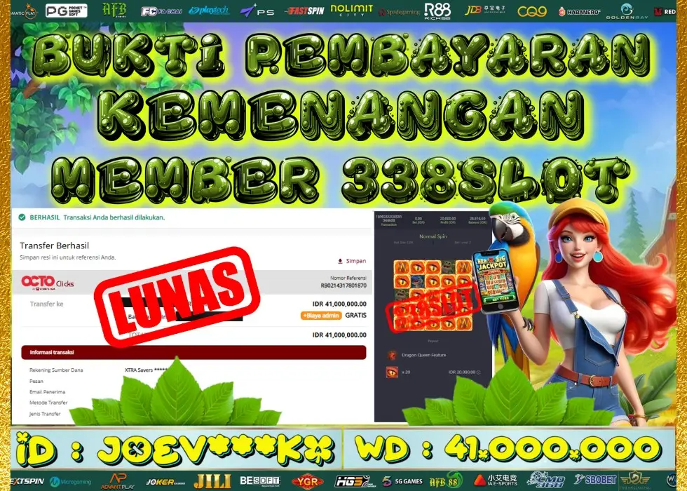 338SLOT JACKPOT GAME JUDI PGSOFT TERBESAR NO.1! Rp 41.000.000 - LUNAS!!!