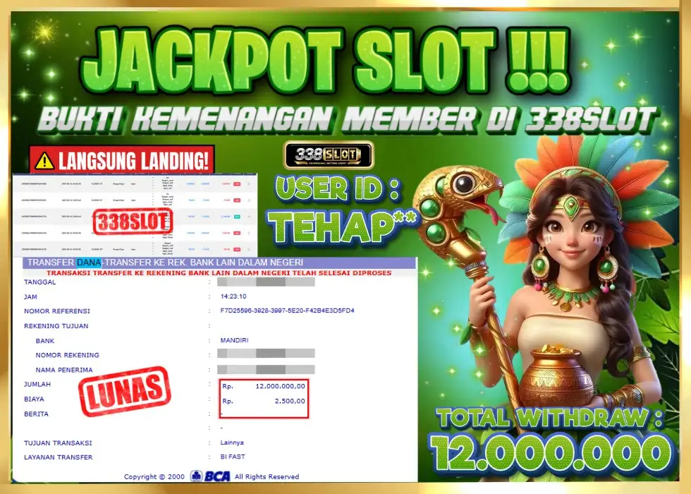338SLOT JACKPOT GAME JUDI ONLINE TERBAIK & RESMI! Rp 12.000.000 - LUNAS!!!