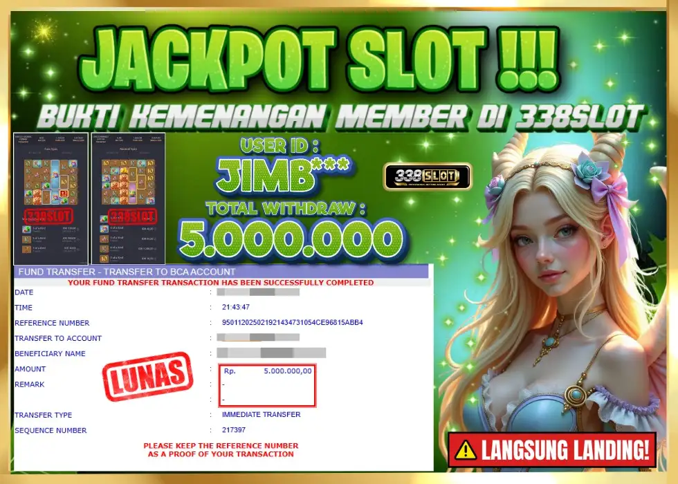 338SLOT JACKPOT GAME JUDI PG RESMI TERPERCAYA! Rp 5.000.000 - LUNAS!!!