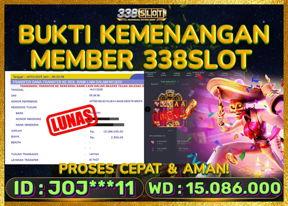 338SLOT JACKPOT GAME JUDI SLOT TERBAIK! Rp 5.200.000 - LUNAS!!!