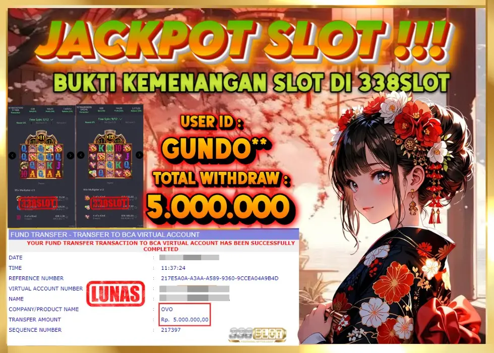 338SLOT JACKPOT GAME JUDI ONLINE INDONESIA! Rp 5.000.000 - LUNAS!!!
