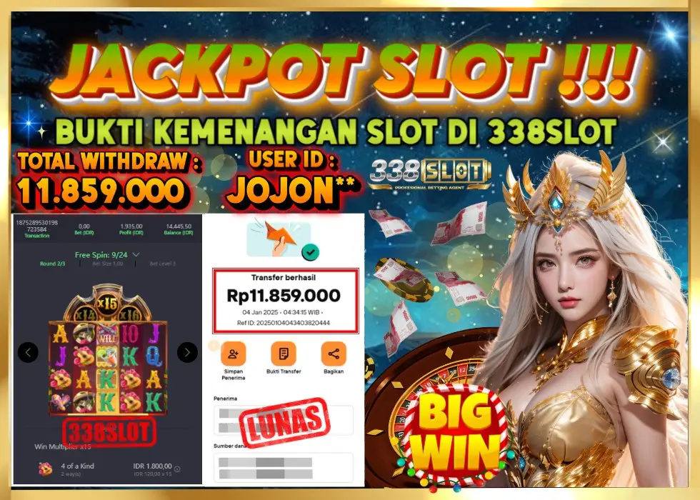 338SLOT JACKPOT GAME SLOT TERBAIK & TERBESAR! Rp 11.859.000 - LUNAS!!!