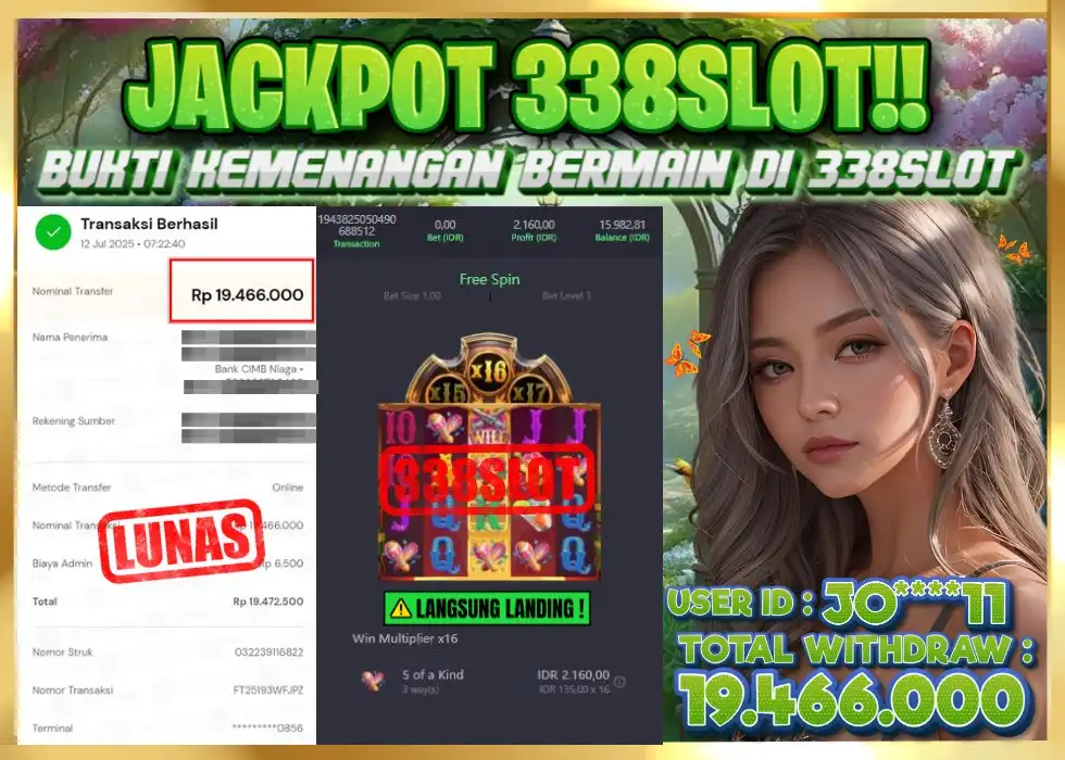 338SLOT JACKPOT GAME SLOT GACOR TERPERCAYA! Rp 19.466.000 - LUNAS!!!
