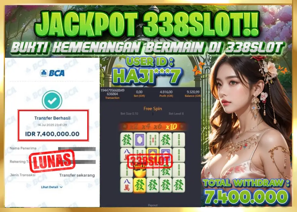 338SLOT JACKPOT GAME JUDI PGSOFT TERLENGKAP! Rp 7.400.000 - LUNAS!!!