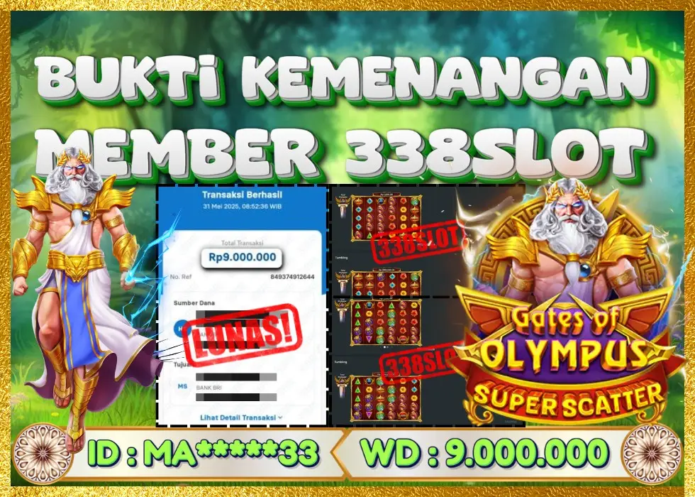 338SLOT JACKPOT SLOT GATE OF OLYMPUS FREE SCATTER! Rp 9.000.000 - LUNAS!!!