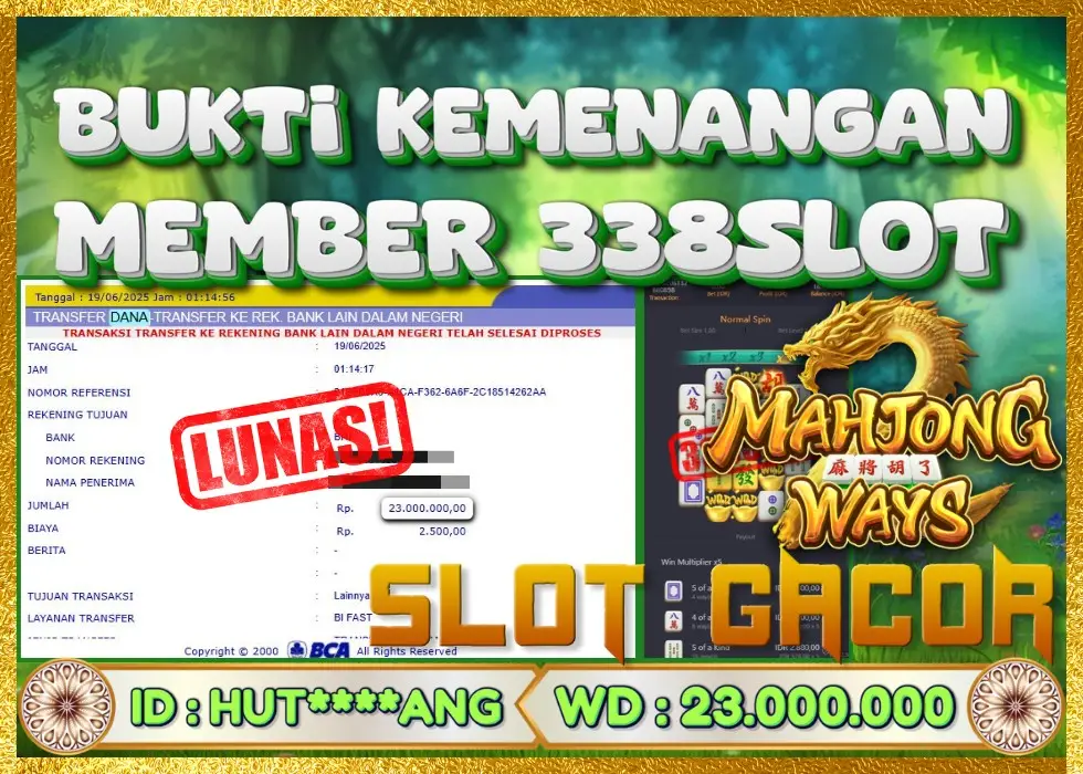 338SLOT JACKPOT GAME JUDI PGSOFT MAHJONG WAYS! Rp 23.000.000 - LUNAS!!!