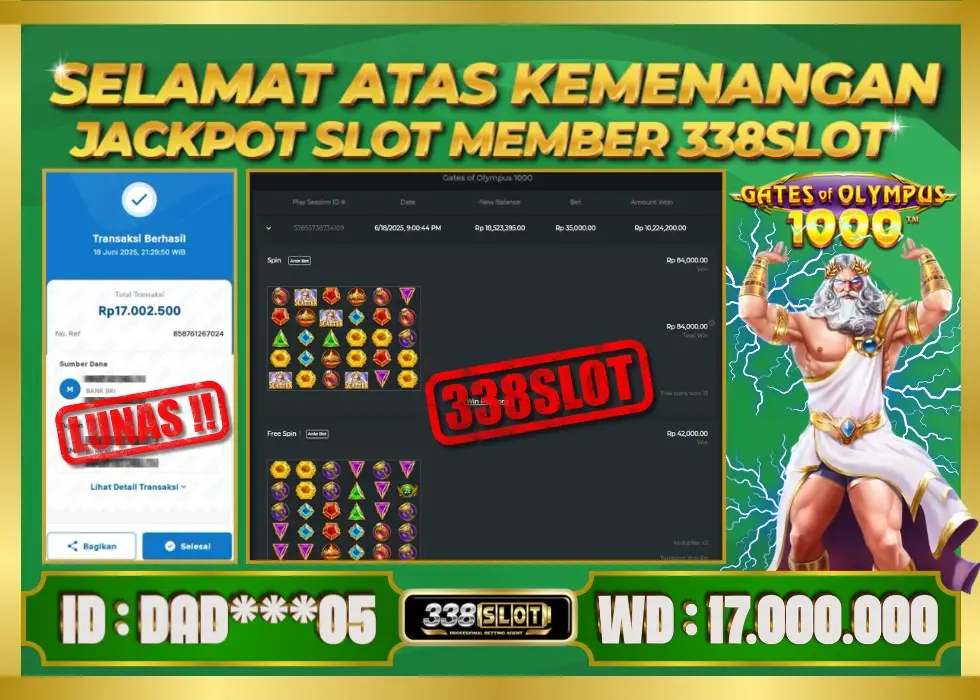 338SLOT JACKPOT GAME JUDI SLOT ZEUS GACOR! Rp 17.000.000 - LUNAS!!!