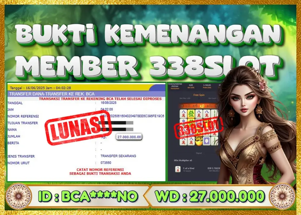338SLOT JACKPOT GAME JUDI PGSOFT ONLINE NO.1! Rp 27.000.000 - LUNAS!!!
