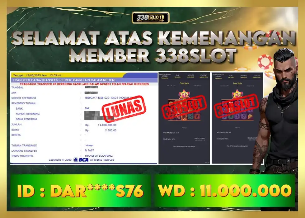 338SLOT JACKPOT GAME JUDI ONLINE MAXWIN TERPERCAYA! Rp 11.000.000 - LUNAS!!!