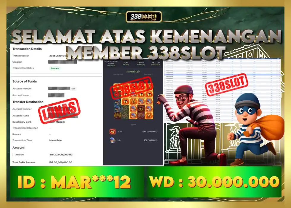 338SLOT JACKPOT GAME JUDI SLOT ONLINE MUKTAHIR! Rp 30.000.000 - LUNAS!!!
