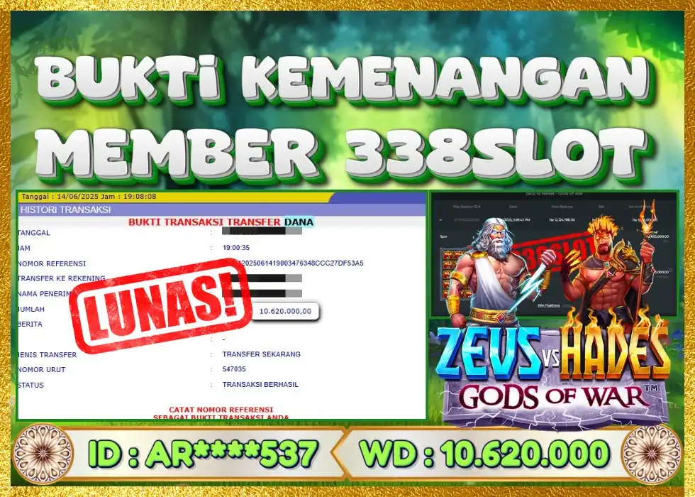 338SLOT JACKPOT GAME JUDI ZEUS VS HADES GOW! Rp 10.620.000 - LUNAS!!!
