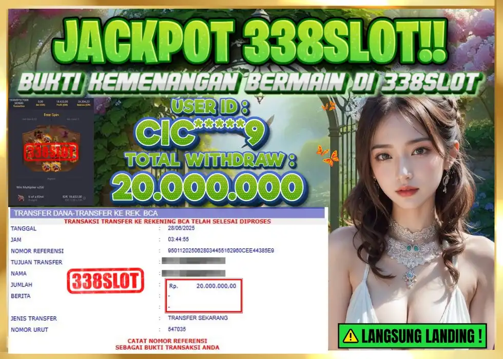 338SLOT JACKPOT GAME JUDI ONLINE RESMI TERBAIK! Rp 20.000.000 - LUNAS!!!