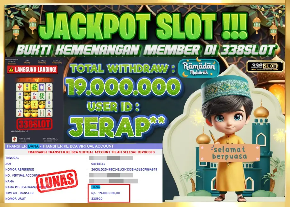 338SLOT JACKPOT GAME JUDI OFFICIAL PGSOFT! Rp 19.000.000 - LUNAS!!!