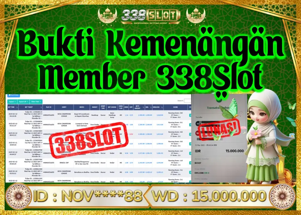338SLOT JACKPOT GAME JUDI ONLINE TERBESAR! Rp 15.000.000 - LUNAS!!!