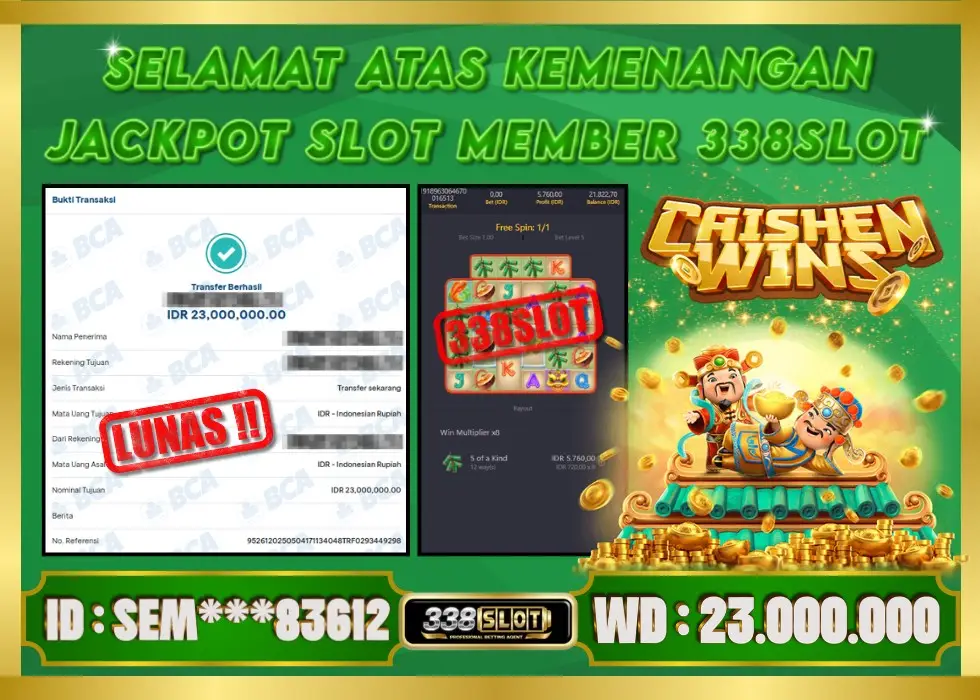338SLOT JACKPOT GAME JUDI ONLINE RESMI! Rp 23.000.000 - LUNAS!!!