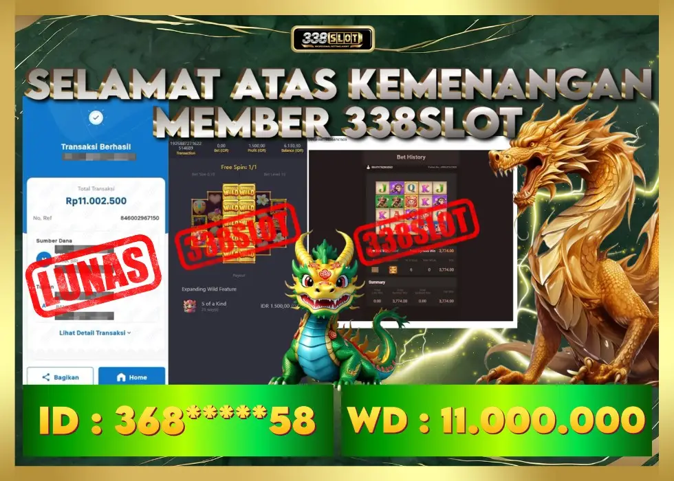 338SLOT JACKPOT GAME JUDI PGSOFT MAXWIN! Rp 11.000.000 - LUNAS!!!