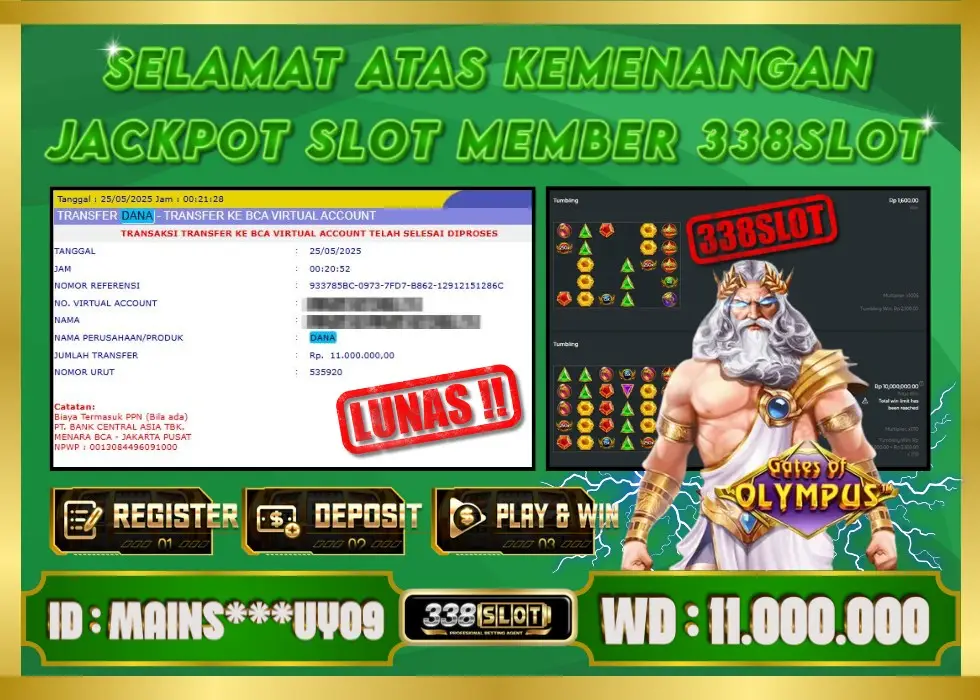 338SLOT JACKPOT GAME JUDI ONLINE TERMEWAH 2025! Rp 16.000.000 - LUNAS!!!