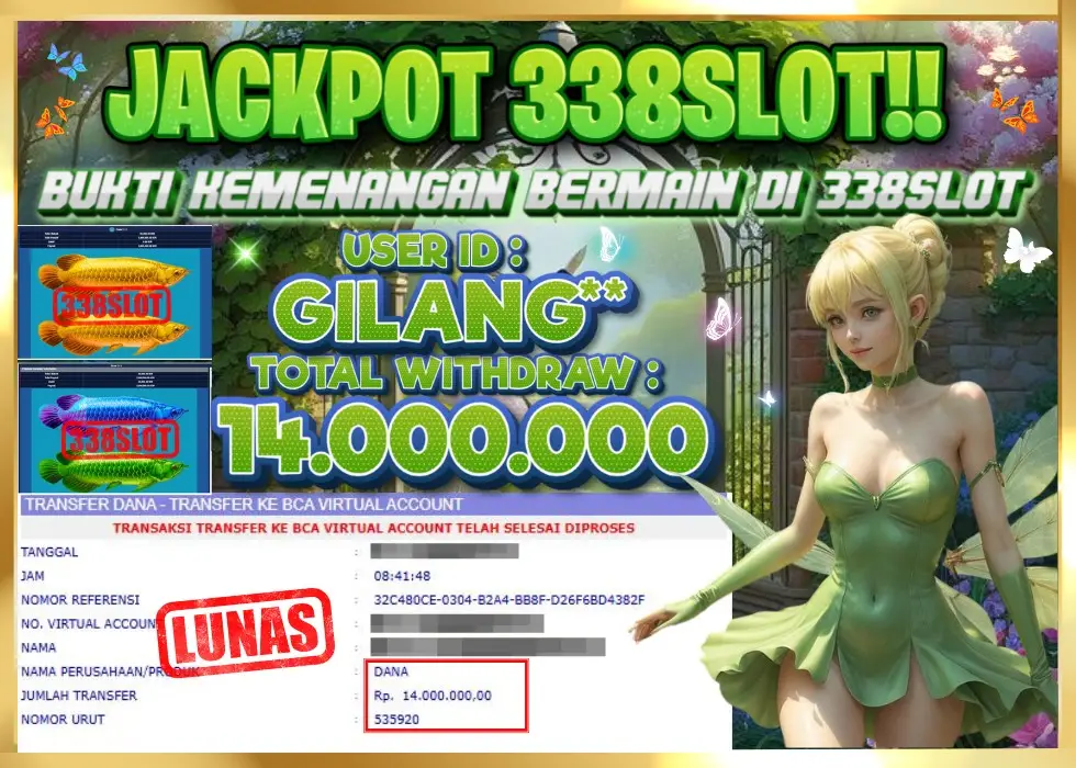 338SLOT JACKPOT GAME JUDI ARWANA GACOR NO.1! Rp 14.000.000 - LUNAS!!!