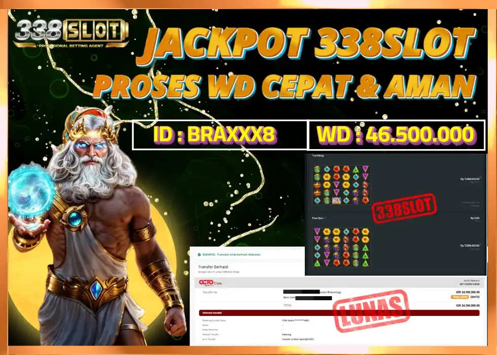 338SLOT JACKPOT GAME SLOT ZEUS MAXWIN! Rp 46.500.000 - LUNAS!!!