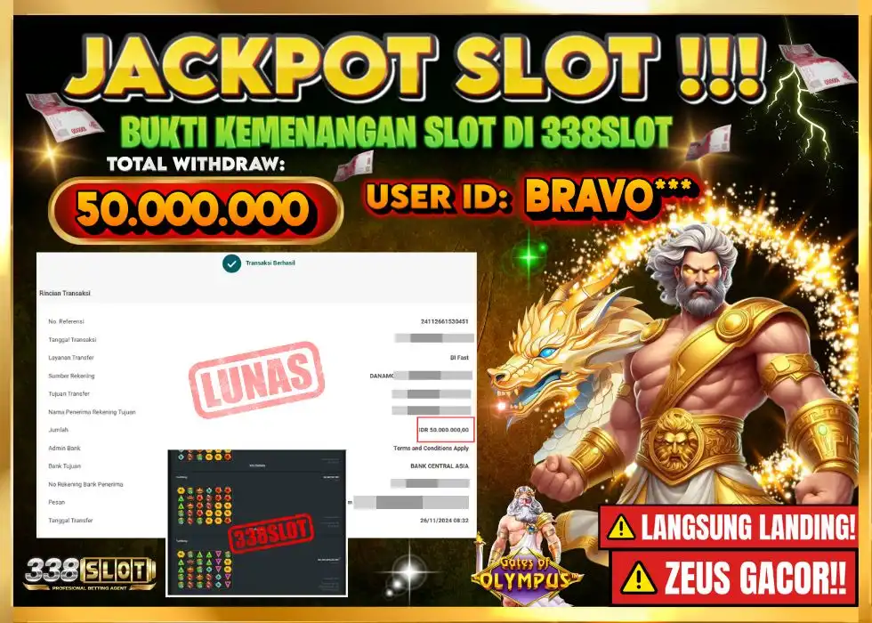 338SLOT JACKPOT GAME SLOT ZEUS NO.1! Rp 50.000.000 - LUNAS!!!