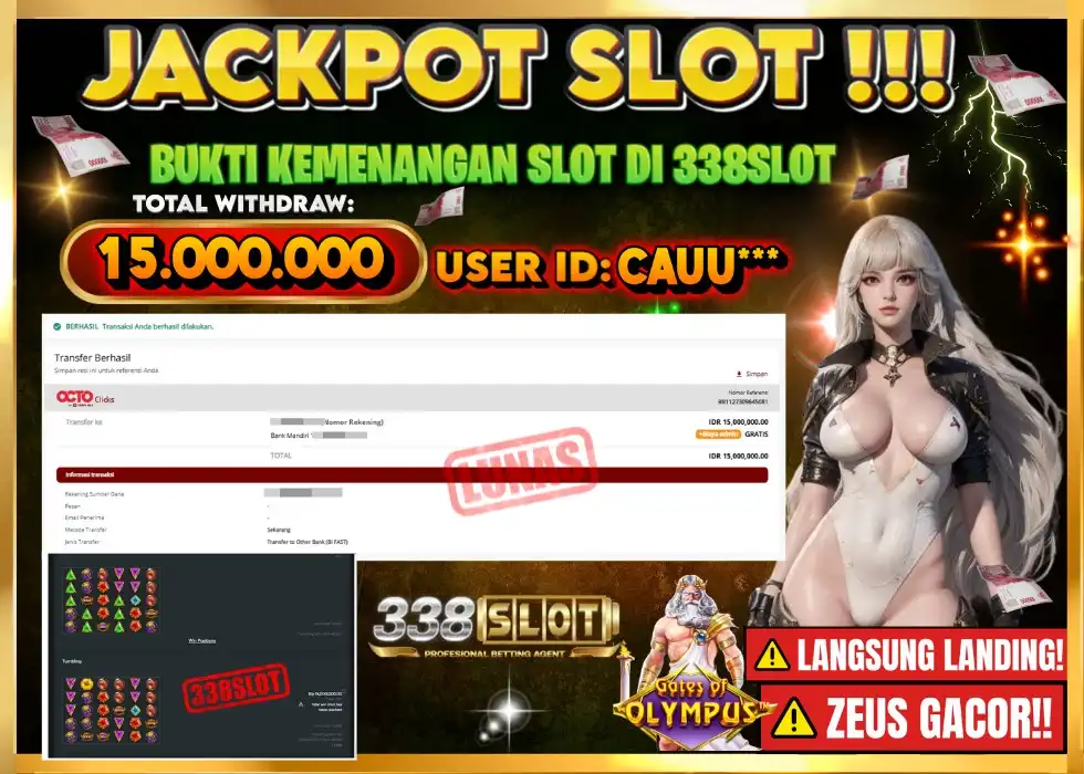 338SLOT JACKPOT GAME SL OT ZEUS GAMPANG JP! Rp 15.000.000 - LUNAS!!!