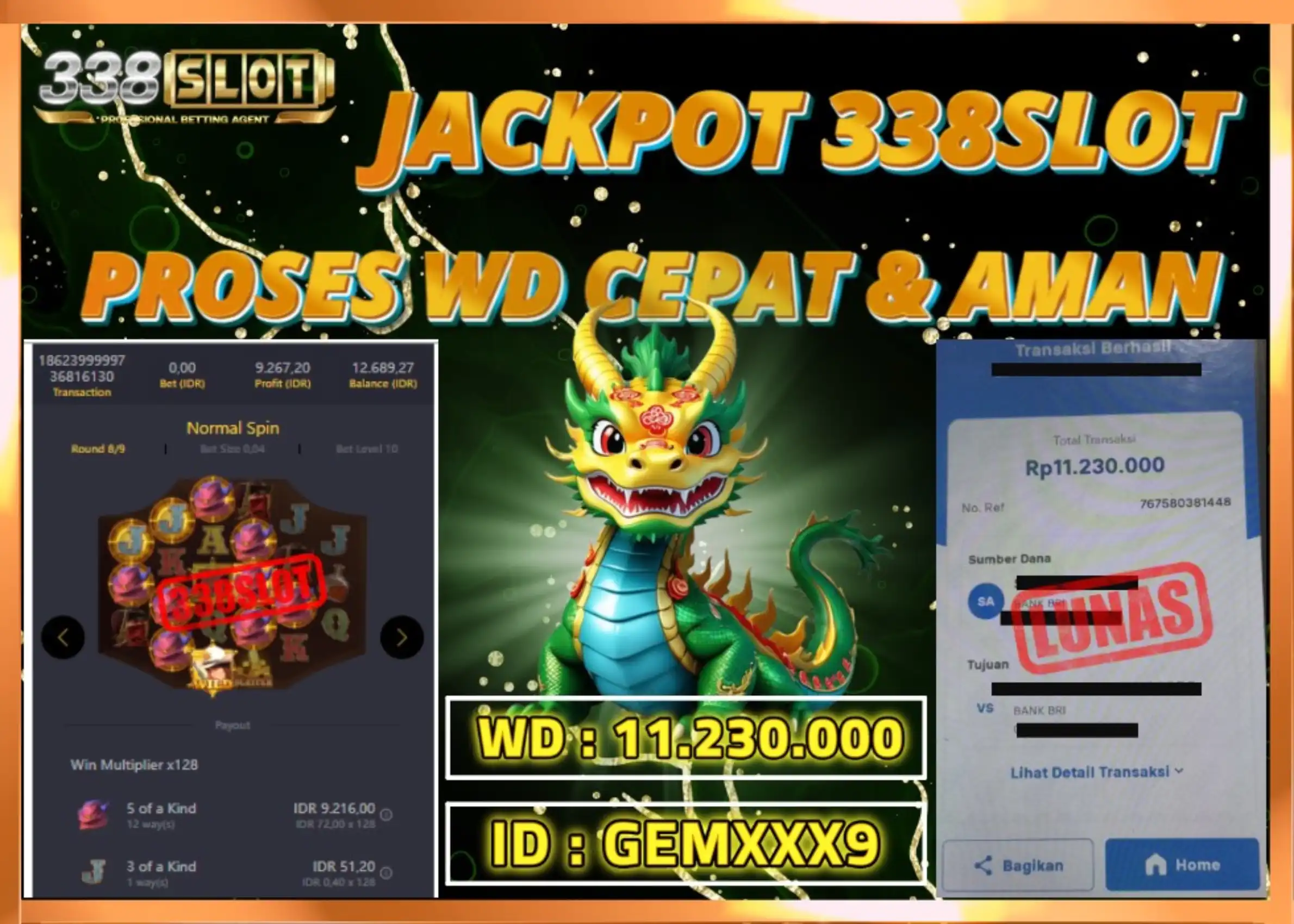 338SLOT JACKPOT GAME PROVIDER TERBAIK NO 1! Rp 11.230.000 - LUNAS!!!